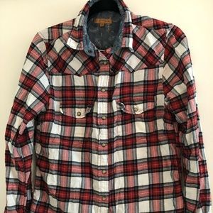 Red and grey flannel shirt